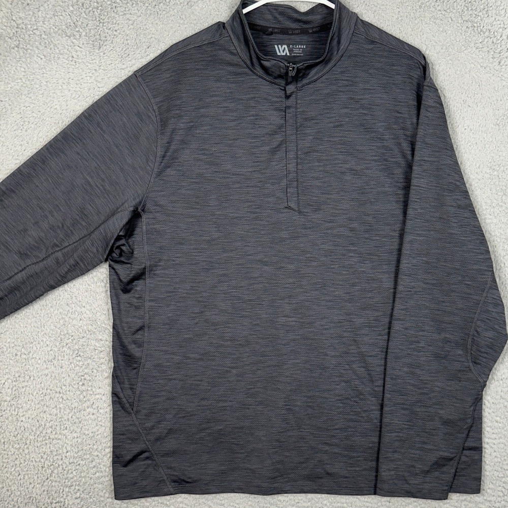 VRST Sweatshirt Mens XL Charcoal Grey Heather Quarter Zip Pullover Stretch EUC